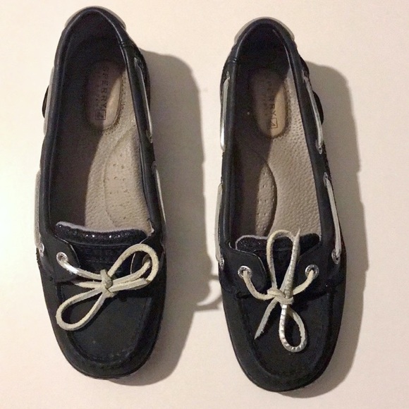 Sperry Top-Sider Black And Glitter Boat Shoes - Picture 2 of 7